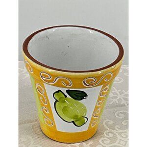 Hand-Painted Portuguese Ceramic Pot With Lemon‎ Design